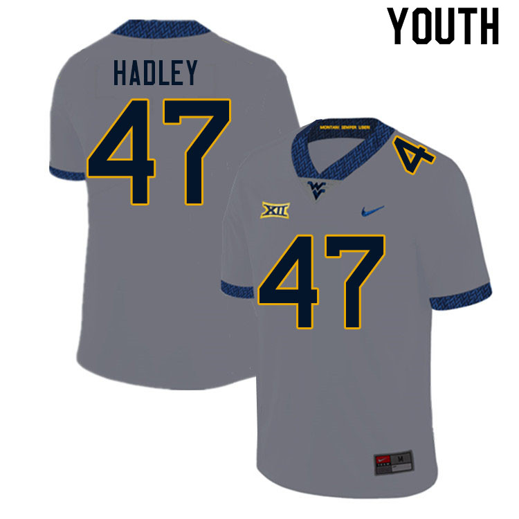 NCAA Youth J.P. Hadley West Virginia Mountaineers Gray #47 Nike Stitched Football College Authentic Jersey TD23P62PQ